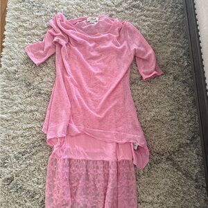 Pink Lace Hem Dress